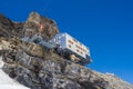 The Monch hut and refuge above the Jungfraujoch railway statin in the Swiss alps Royalty Free Stock Photo